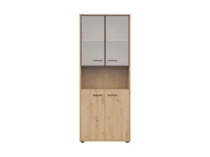 Vitrína BELLARMINO 2D2W dub artisan/černý mat