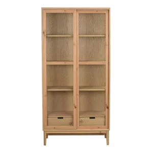 Vitrína dub přírodní 100x203 cm Hazelton – Rowico s posuvnými dveřmi