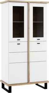 Vitrína ORSOLA 2D – dub craft zlatý/bílá