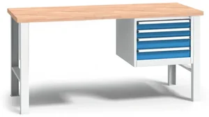 Výškově nastavitelné pracovní řešení s úložnými boxy
