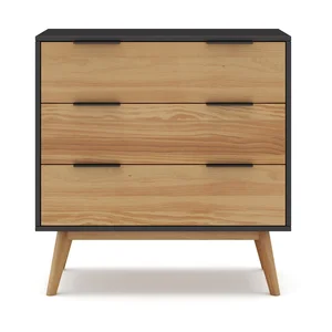 Vysoká komoda Lavis–Marckeric, černá a přírodní borovice, 80×83 cm