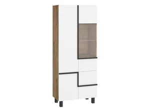 Vysoká vitrína DZENGAL 3D – craft zlatý/bílá, 5 let záruka