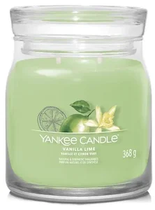 Yankee Candle Středně Velká Vonná Svíčka Vanilla Lime ve Skleněné Kolekci Signature