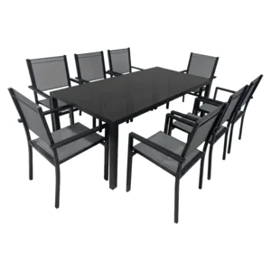 Zahradní 9-dílný set KESIOS šedá/černá