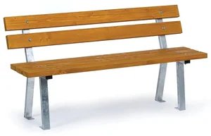 Zahradní lavička WOODY s opěrkou, zincovaná, 1500 mm, dřevo limba