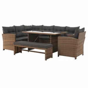 Zahradní ratanová sestava SAGIR – šedohnědá
