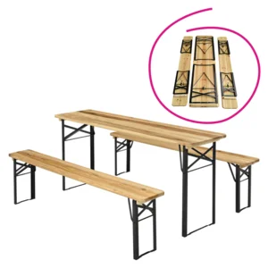 Zahradní set 1+2 dřevo/kov – přírodní/černá