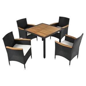 Zahradní set BOGART – ratanový set s akáciovým dřevem (4 křesla + stůl)