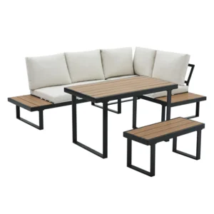 Zahradní set FLOJD černá/krém/dub