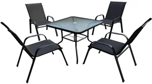 Zahradní set TAVERNO 1+4 černý s deskou 80x80 cm