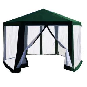 Zahradní stanový altán RINGE TYP 1, 3,9 × 3,9 × 2,5 m, zeleno-bílý, 6 bočních stěn