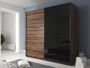 ZANDER šatní skříň 200 cm dub monastery / černý lesk