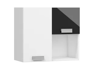 Závěsná skříňka KEATING, bílo-černý lesk