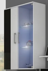Závěsná skříňka MANGONA bílá/černý lesk
