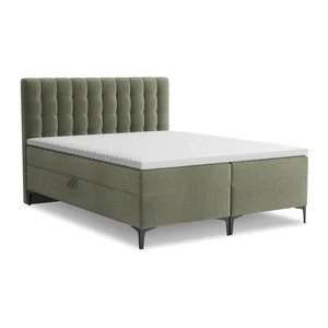 Zelená boxspring postel 140x200 cm s úložným prostorem – Makamii Puhala