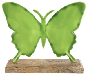 Zelená kovová dekorace motýl 20 cm