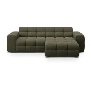 Zelená rohová sedačka Kendal Micadoni s pravým rohem a lenoškou