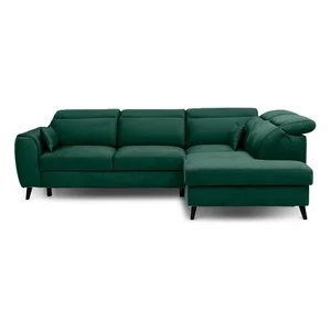 Zelená rohová sedačka Noble ELTAP s úložným prostorem