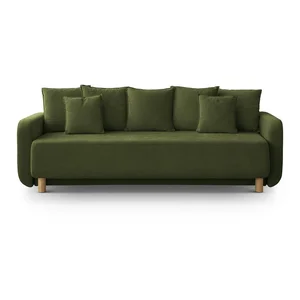 Zelená rozkládací pohovka s úložným prostorem Elen 231 cm