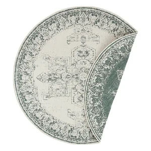 Zeleno-krémový venkovní kruhový koberec NORTHRUGS Borbon