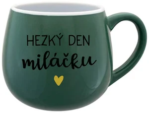 Zelený keramický hrnek s nápisem Hezký den, miláčku, 300 ml