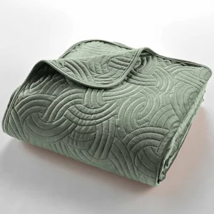 Zelený sametový set 220×240 cm: přehoz a povlak na polštář Solange