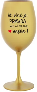 Zlatá sklenice na víno 350 ml s vtipným motivem