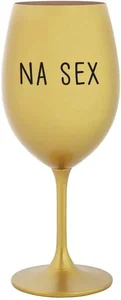 Zlatá sklenice na víno s nápisem NA SEX, 350 ml