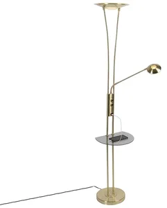 Zlatá stojací lampa Sevilla s LED a USB