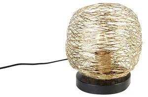 Zlatá stolní lampa s černým detailem 20 cm - Sarella