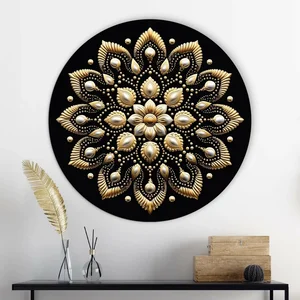 Zlatá tečkovaná mandala na stěnu