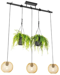 Zlaté průmyslové závěsné svítidlo Flor s možností zavěšení rostlin