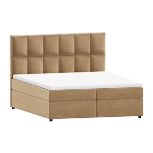 Žlutá boxspring postel s úložným prostorem 160x200 cm