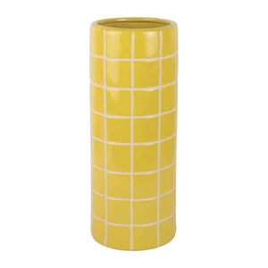 Žlutá keramická váza 40 cm – Retro Tiles, PT LIVING