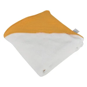 Žlutá mušelínová osuška s kapucí 75×75 cm – Bébé Douceur