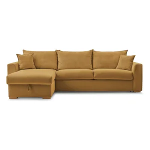 Žlutá rozkládací rohová pohovka Augustin