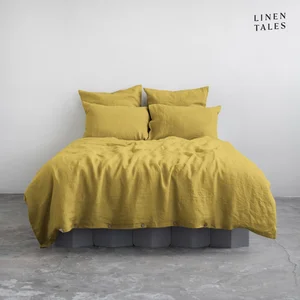 Žluté lněné povlečení na jednolůžko 140x200 cm