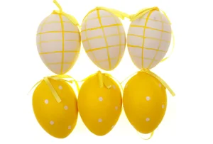 Žluté plastové vajíčko na zavěšení – sada 6 ks