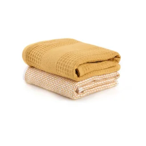 Žluté vaflové ručníky 2 ks 40×60 cm Betty Foutastic