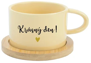 Žlutý keramický hrnek Makronka 200 ml