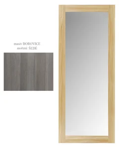 Zrcadlo ASISI z masivní borovice, šedé moření 50×125 cm