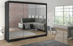 Zrcadlová šatní skříň Hardy III – černá