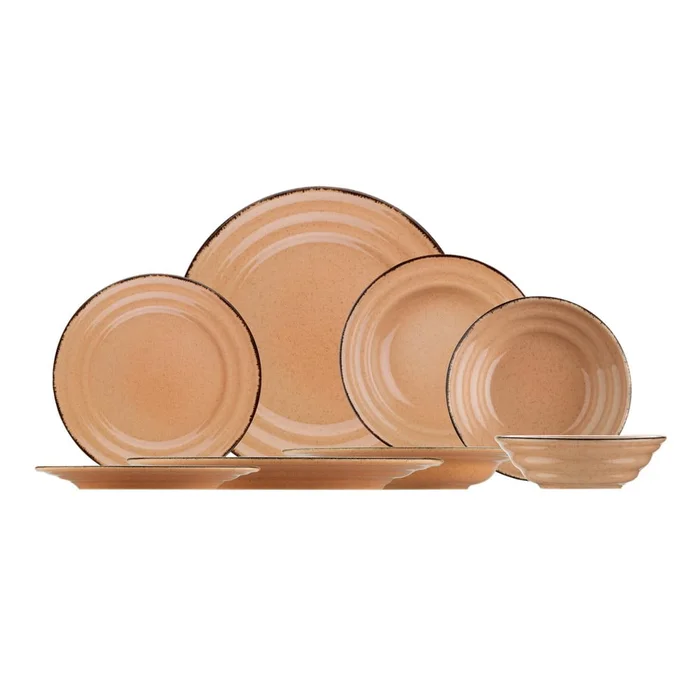 24dílná sada oranžového porcelánu Kütahya Porselen
