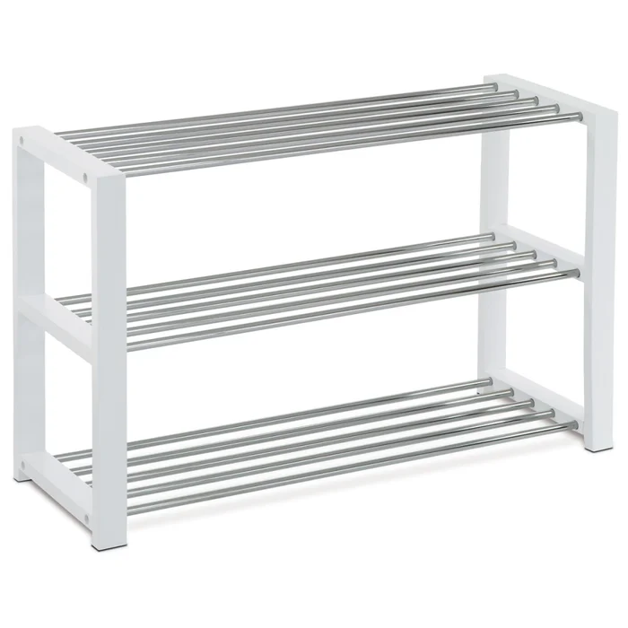 3-polícový botník QUINCY 12 – chrom/bílá