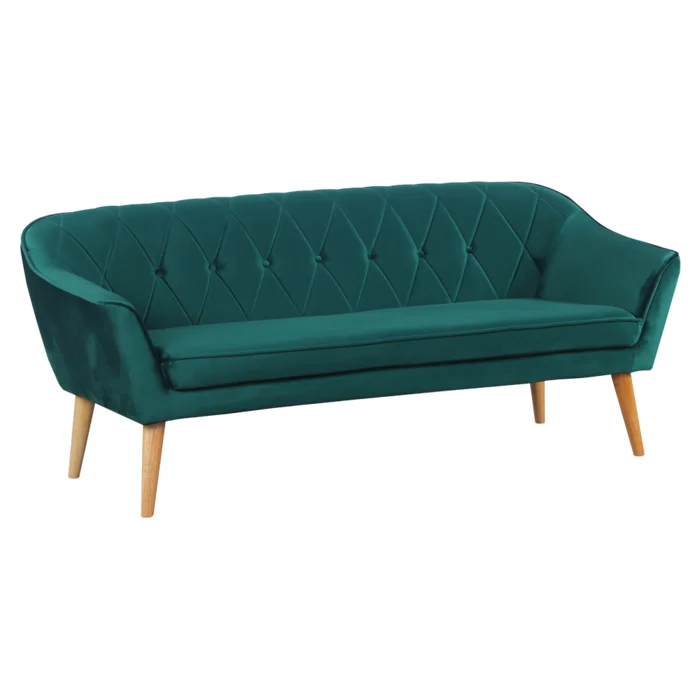 3-sedák Chesterfield zelený s kaučukovým dřevem