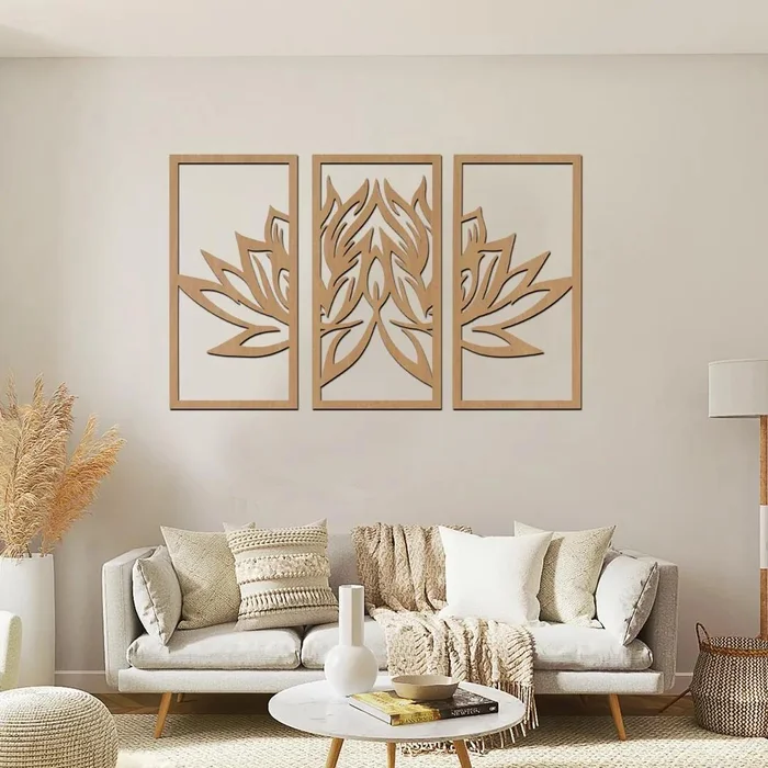 3D Dřevěný obraz Lotosový květ, 150x100 cm