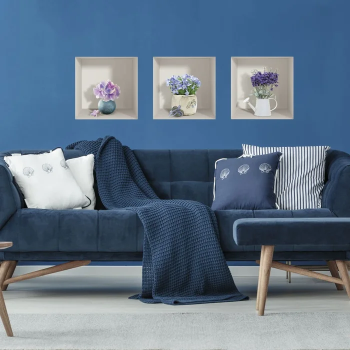 3D Samolepky na zeď Purple Bouquets