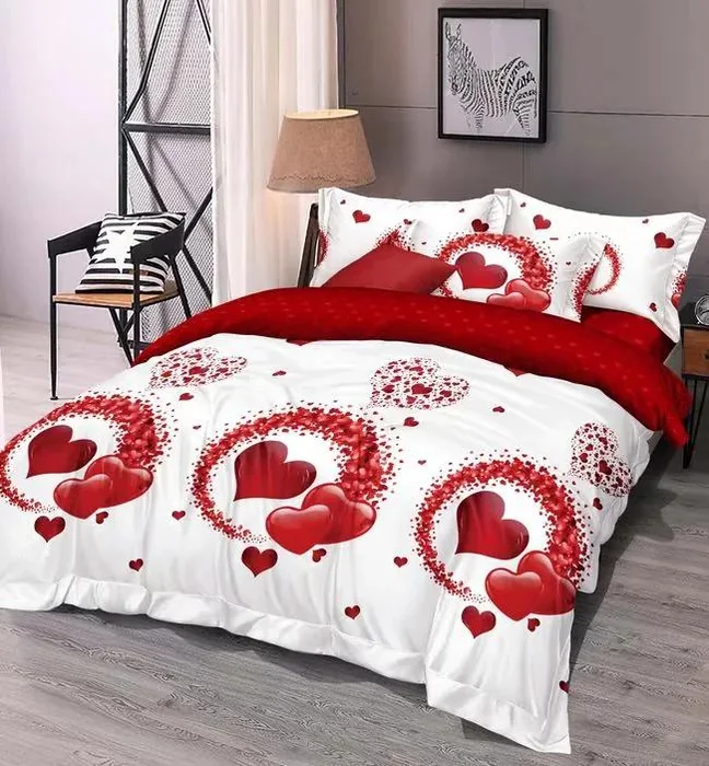 3dílné povlečení Srdíčka Polycotton bílé 200x140/90x70 cm