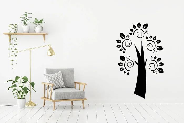 Abstraktní strom na stěnu 50x80 cm černá
