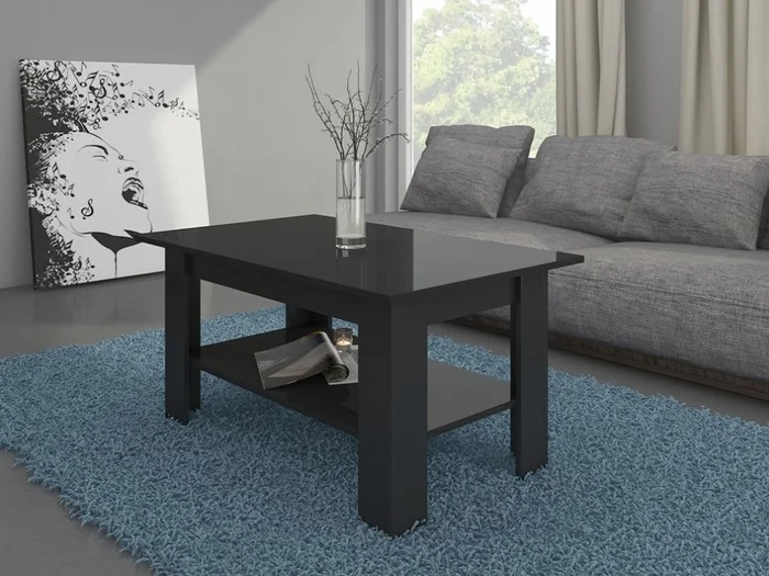 ADARA konferenční stolek – černý lesk, 102 × 52 × 62 cm